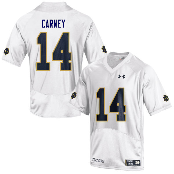 Men's NCAA Notre Dame Fighting Irish #14 J.D. Carney Stitched College Under Armour Authentic White Football Jersey UE10A53CT